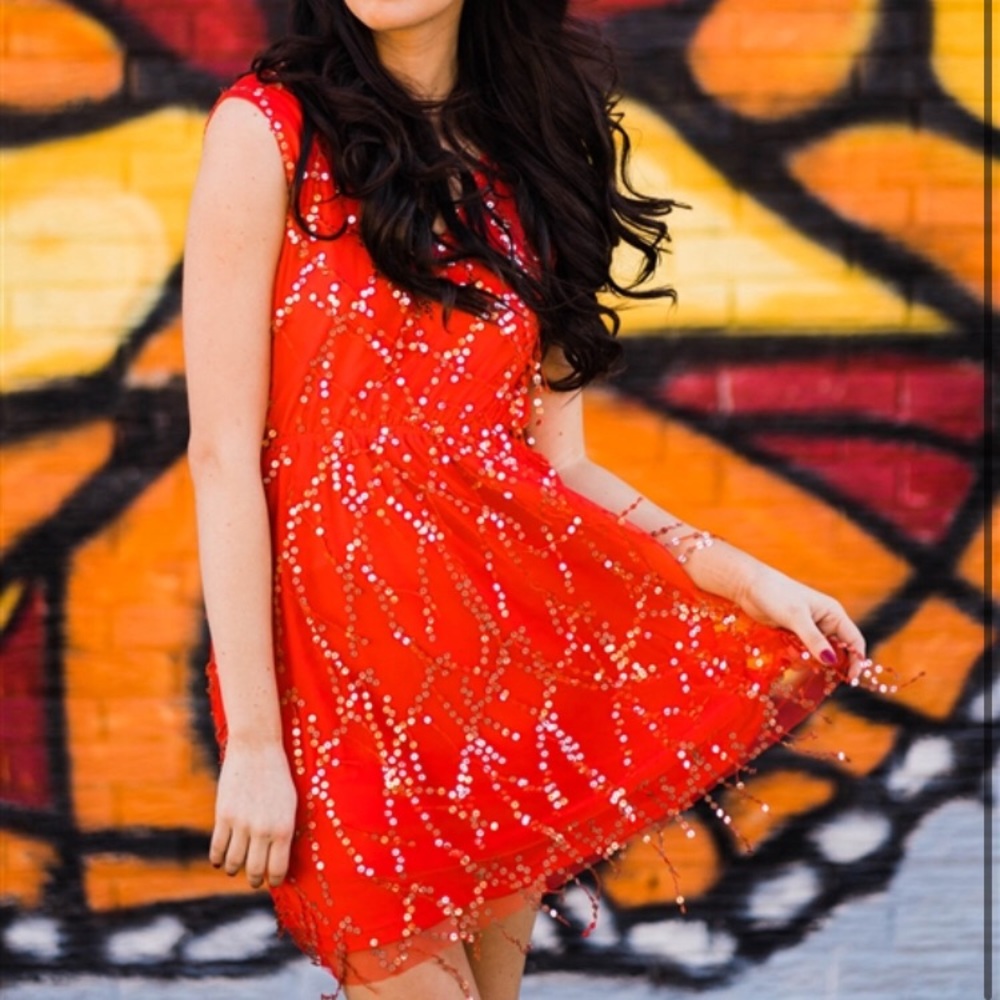 Red sparkly dress
